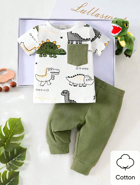 Talla: 6-9M. Conjunto de 2 piezas de top y pantalón.