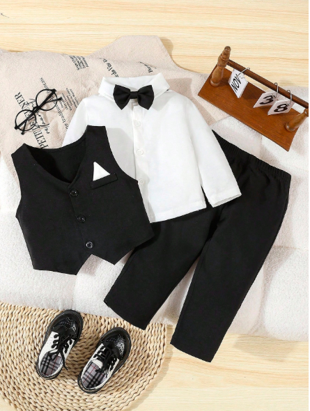 Talla: 18-24M Conjunto formal de 2 piezas caballero para bebé niño