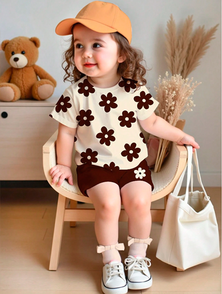 Talla: 12-18M. Conjunto de 2 piezas de top y shorts casuales.