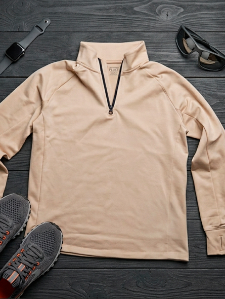 Talla: 5-6T. The Childrens Place Suéter Tech Confortable Beige